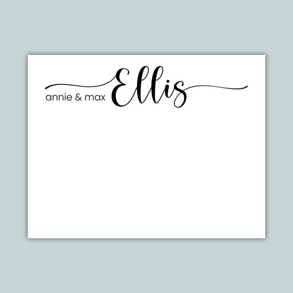 Newlywed Calligraphy Script - Personalized Flat Note Card - The Note House