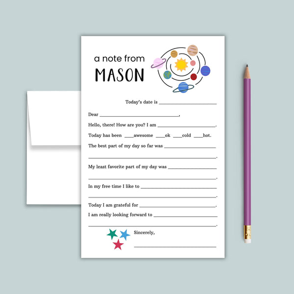Outer Space - Personalized Fill - in Letter Template - The Note House
