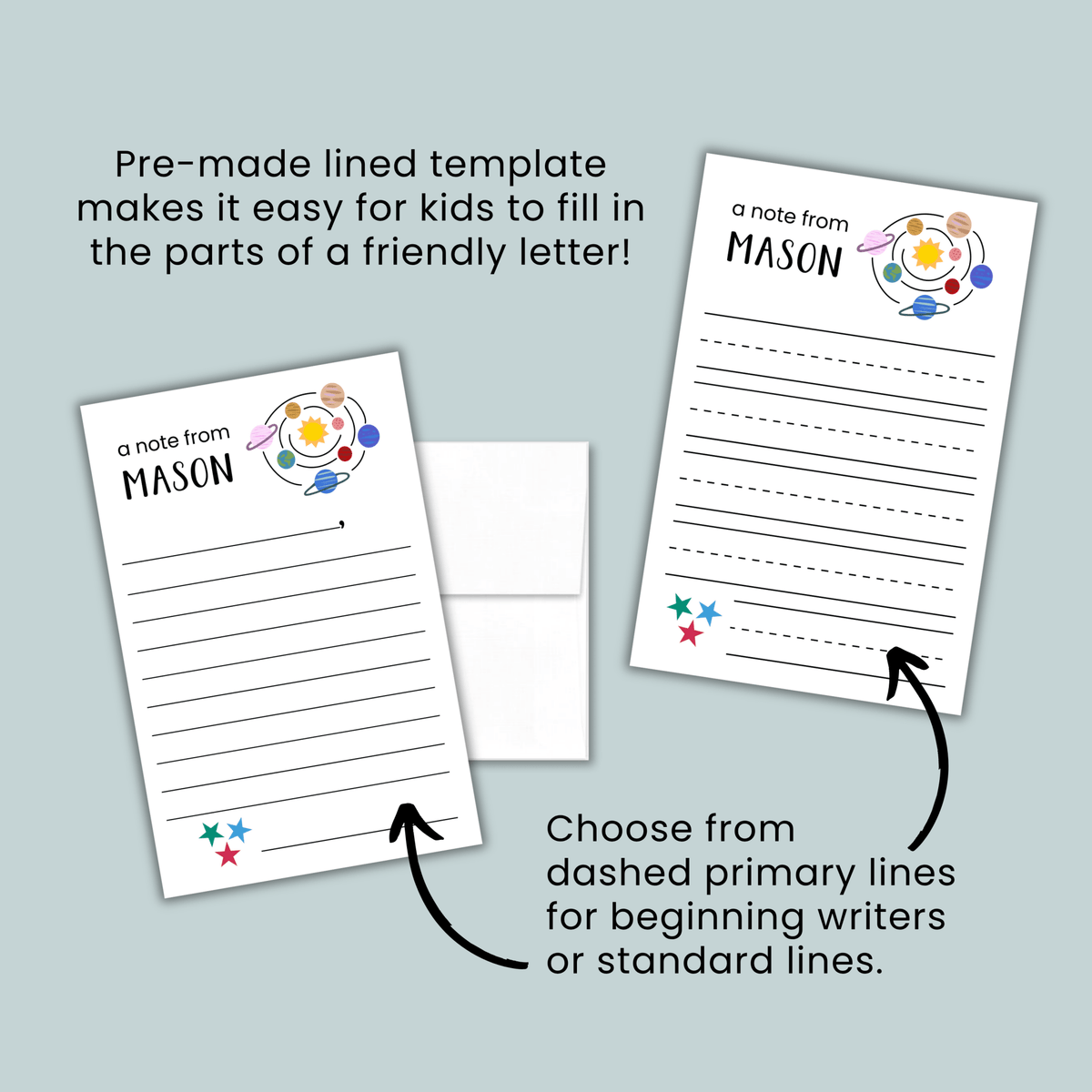 Outer Space - Personalized Lined Letter Template - The Note House