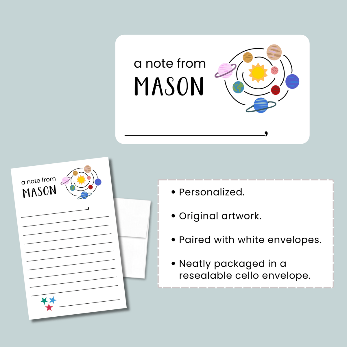 Outer Space - Personalized Lined Letter Template - The Note House