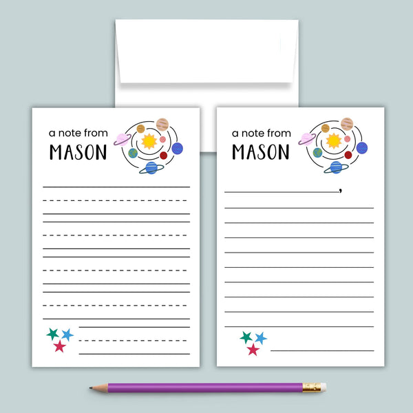 Outer Space - Personalized Lined Letter Template - The Note House