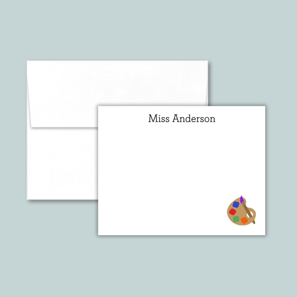 Paint Pallete - Personalized Flat Note Card - The Note House