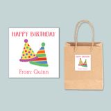 Party Hats - Personalized Square Gift Sticker - The Note House