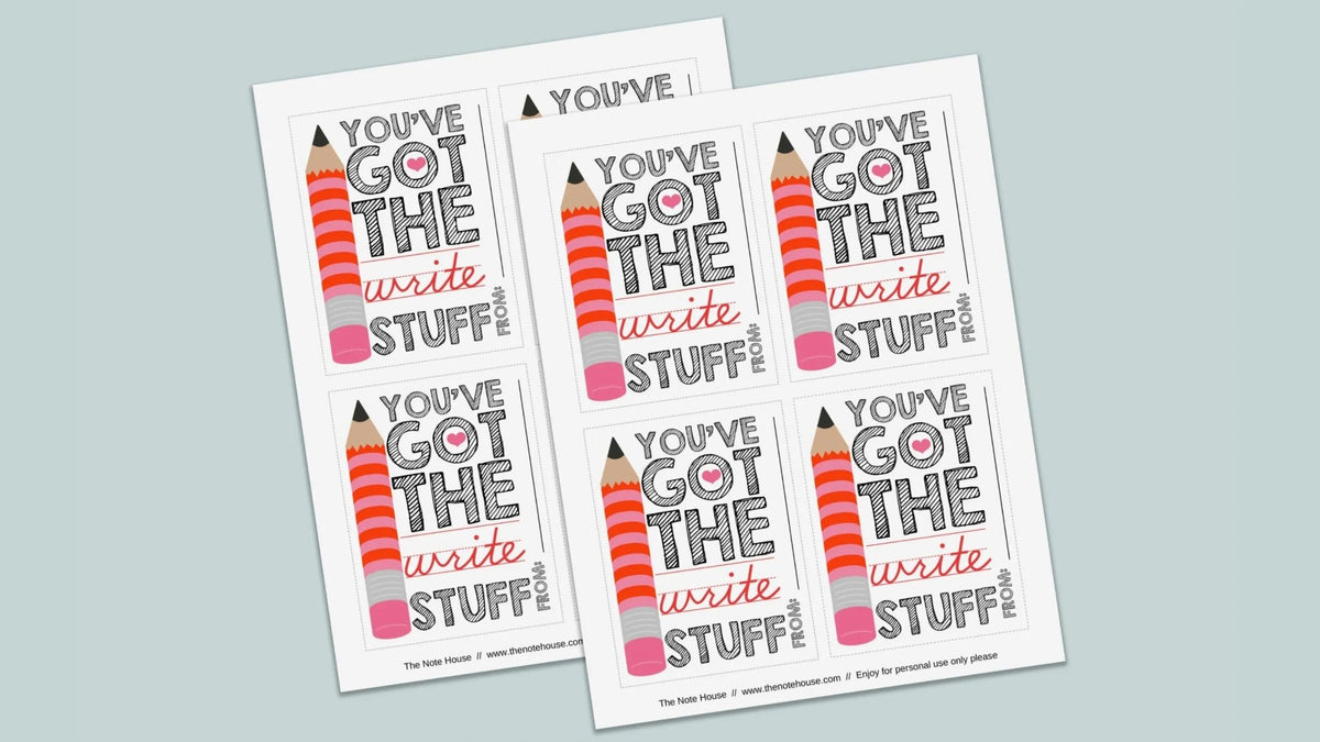 Pencil - Classroom Valentine's Day Cards - Printable Instant Download - The Note House