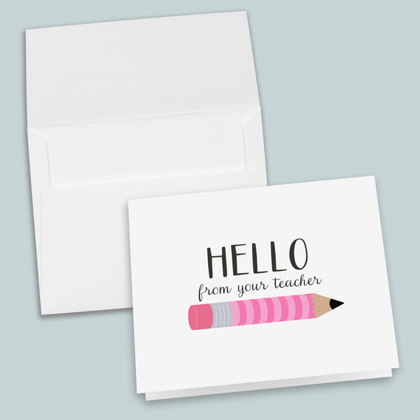 Pencil (Pink) - Folded Note Cards