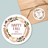 Pine Cone Wreath - Personalized Round Gift Sticker - The Note House