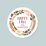 Pine Cone Wreath - Personalized Round Gift Sticker - The Note House