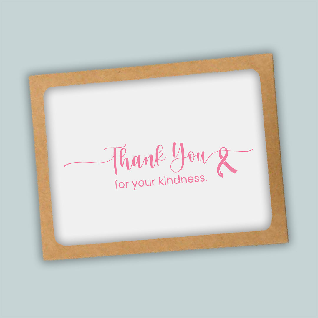 Pink Ribbon  -  Folded Thank You Note Cards