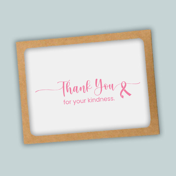 Pink Ribbon  -  Folded Thank You Note Cards