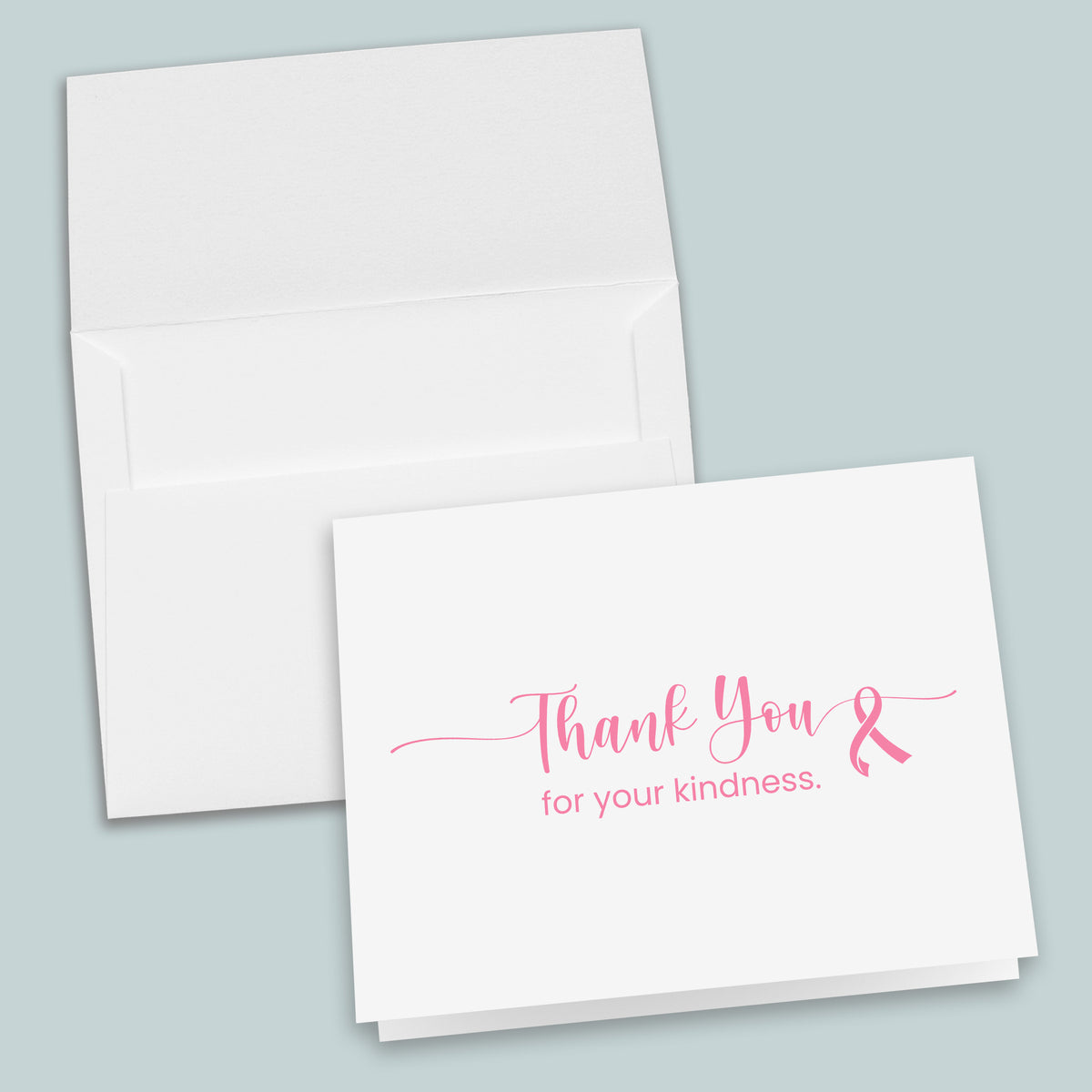 Pink Ribbon  -  Folded Thank You Note Cards