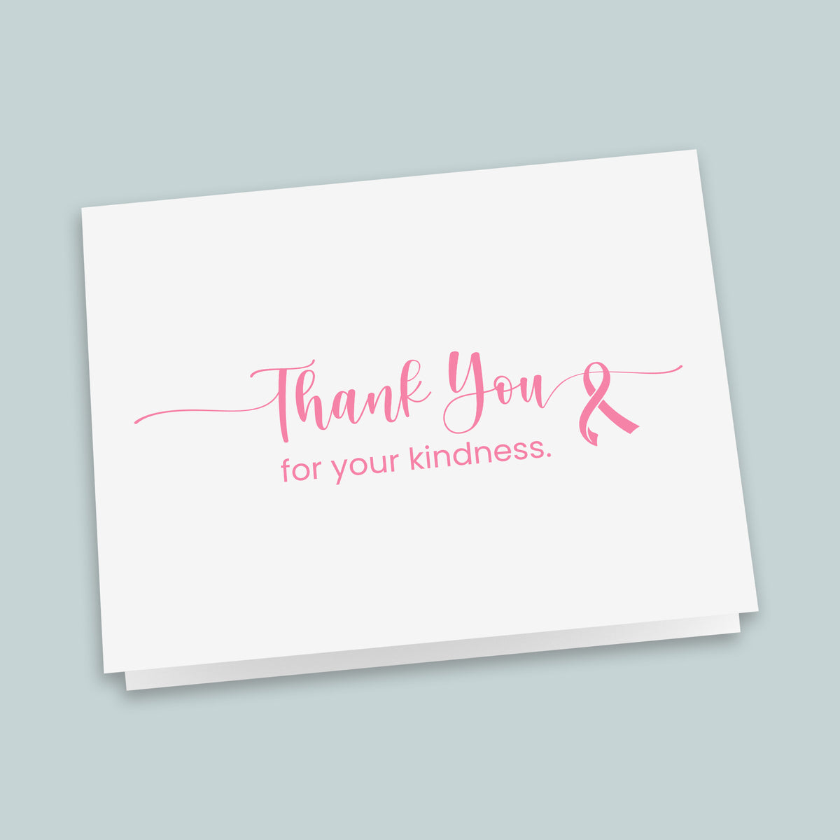 Pink Ribbon  -  Folded Thank You Note Cards