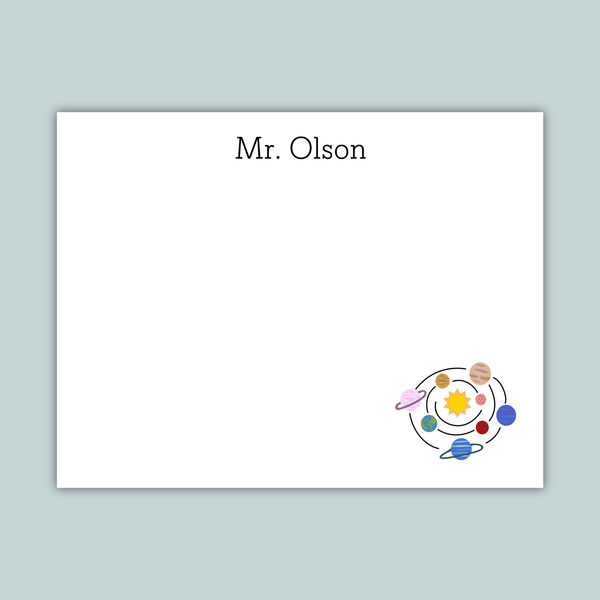 Planets - Personalized Flat Note Card - The Note House