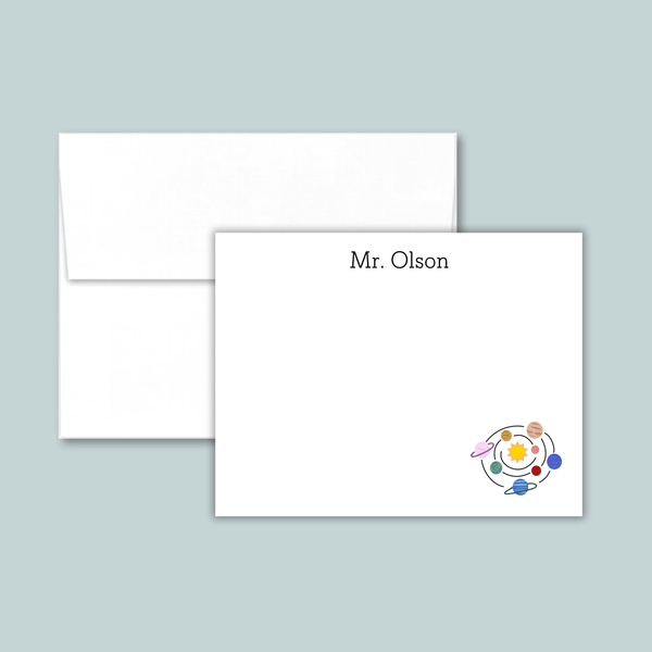 Planets - Personalized Flat Note Card - The Note House