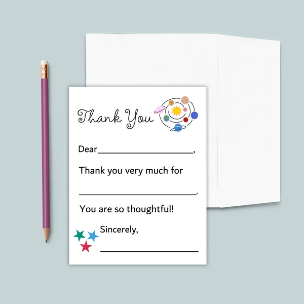 Outer Space - Fill-in Thank You Notes