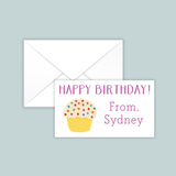 Polka Dot Birthday Cupcake - Personalized Gift Enclosure - The Note House