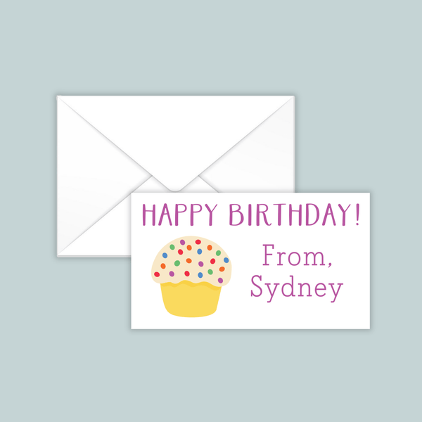 Polka Dot Birthday Cupcake - Personalized Gift Enclosure - The Note House