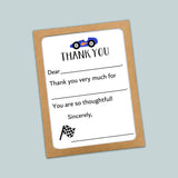 Race Car - Fill - in Thank You Cards - The Note House