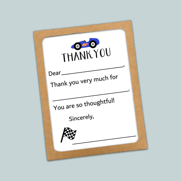 Race Car - Fill - in Thank You Cards - The Note House