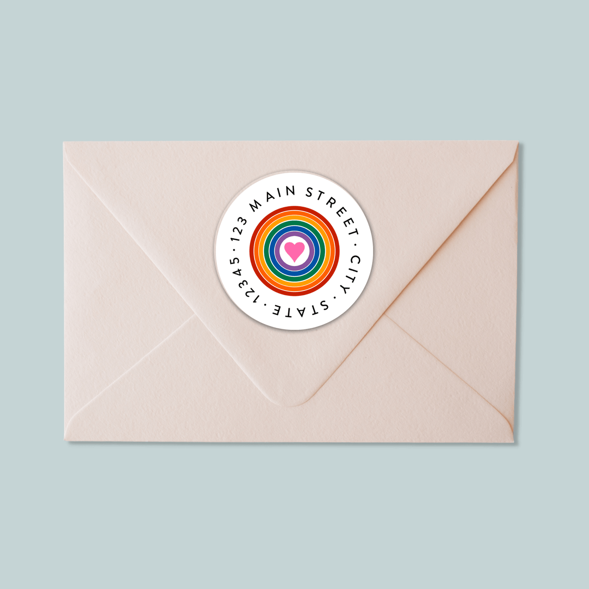 Rainbow Heart - Round Address Label - The Note House