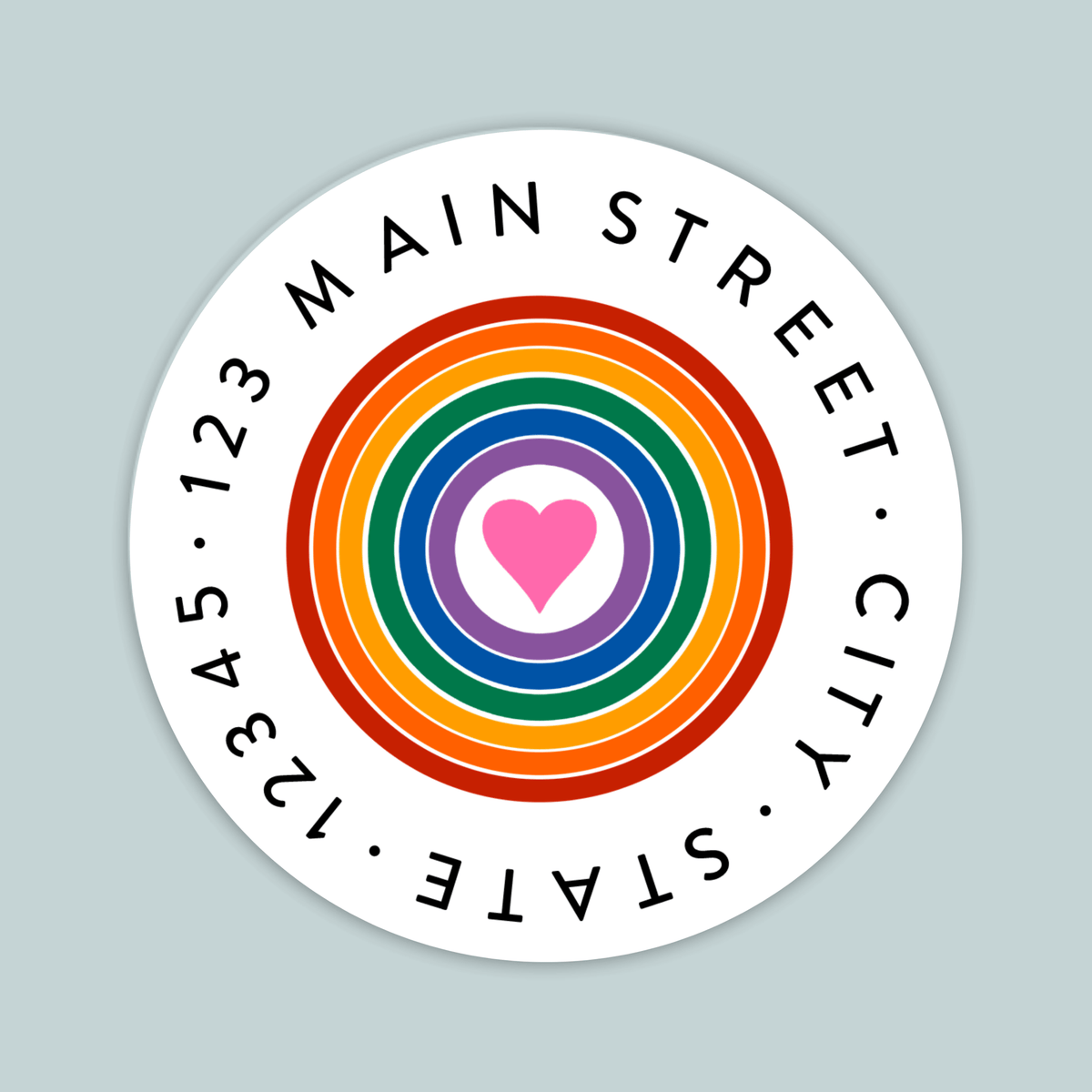 Rainbow Heart - Round Address Label - The Note House