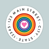 Rainbow Heart - Round Address Label - The Note House