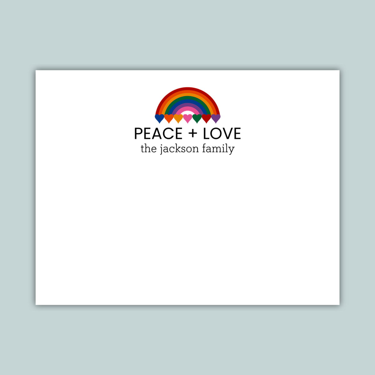 Rainbow Love - Personalized Flat Note Card - The Note House