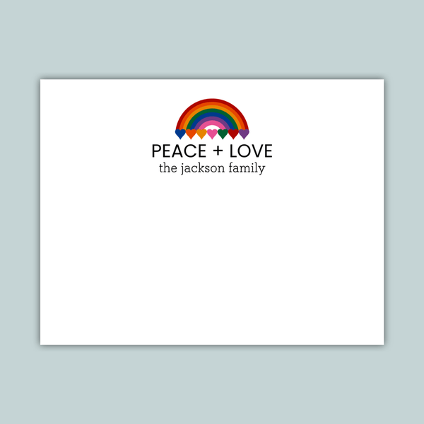 Rainbow Love - Personalized Flat Note Card - The Note House