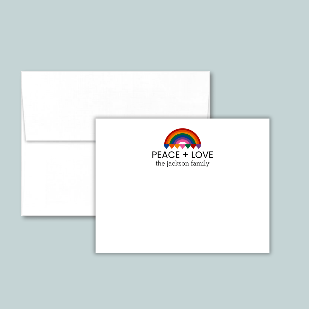 Rainbow Love - Personalized Flat Note Card - The Note House