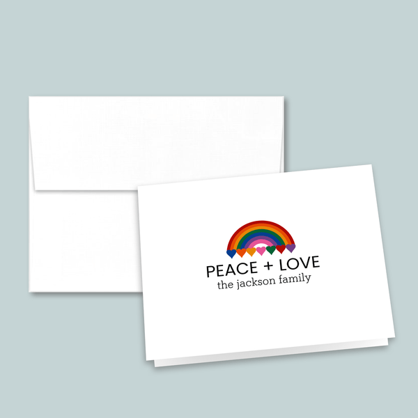 Rainbow Love - Personalized Folded Note Card - The Note House