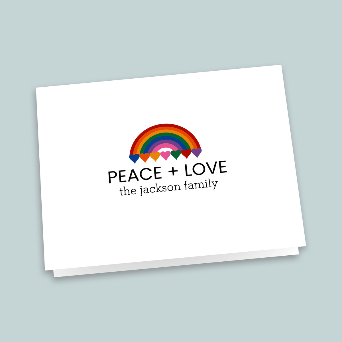 Rainbow Love - Personalized Folded Note Card - The Note House