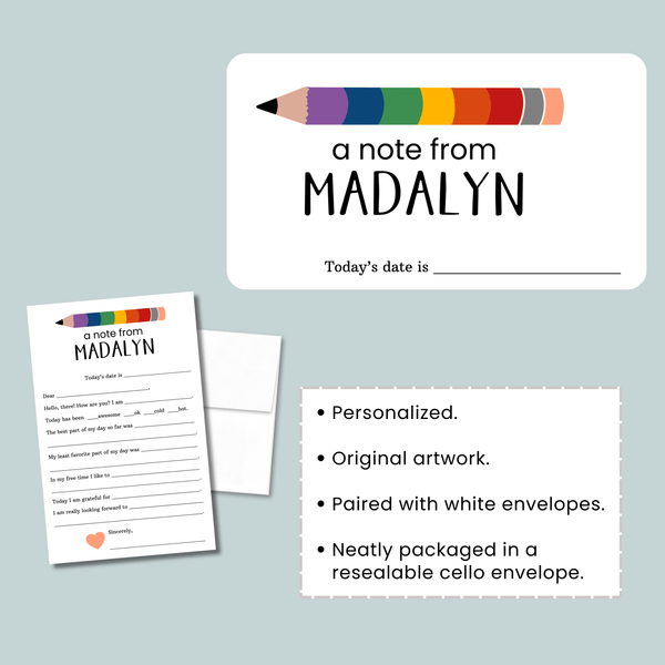 Rainbow Pencil - Personalized Fill - in Letter Template - The Note House