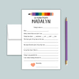 Rainbow Pencil - Personalized Fill - in Letter Template - The Note House