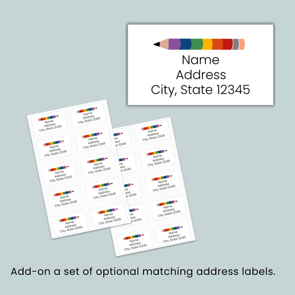 Rainbow Pencil - Personalized Lined Letter Template - The Note House