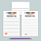 Rainbow Pencil - Personalized Lined Letter Template - The Note House