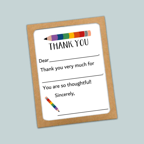 Rainbow Pencil Sign - Fill - in Thank You Cards - The Note House
