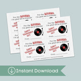 Record Player - Classroom Valentine's Day Cards - Printable Instant Download - The Note House