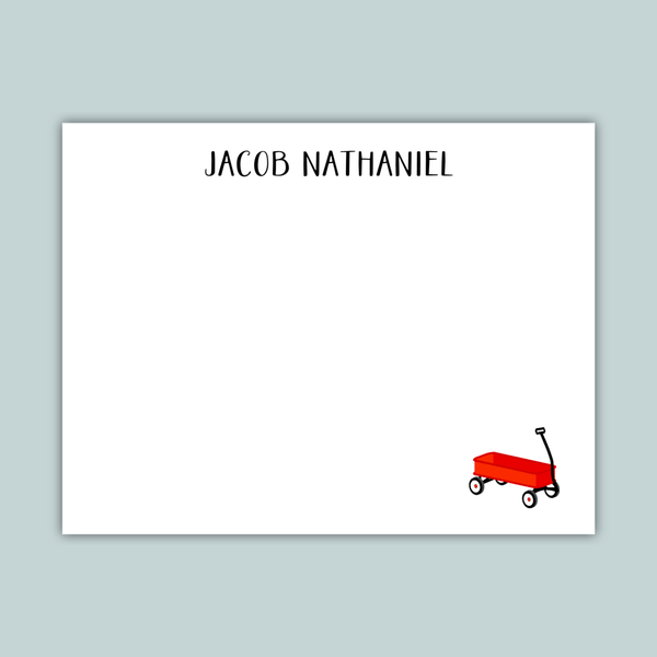 Red Wagon - Personalized Flat Note Card - The Note House