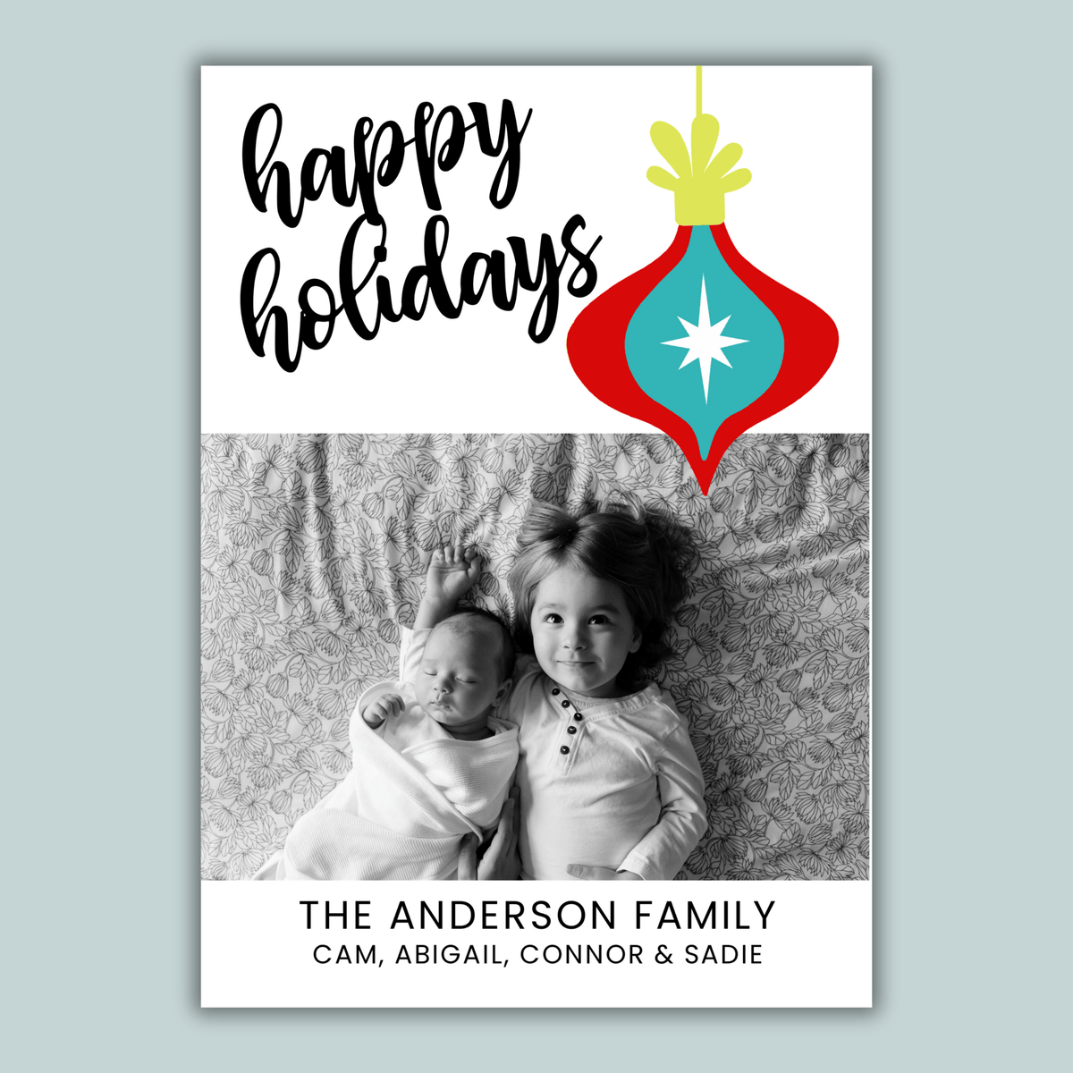 Retro Ornament - Personalized Photo Card - The Note House