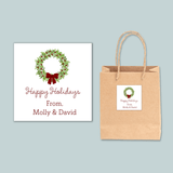 Rustic Green Wreath - Personalized Square Gift Sticker - The Note House