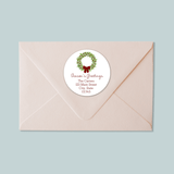 Rustic Green Wreath - Round Address Label - The Note House