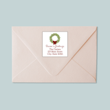 Rustic Green Wreath - Square Address Label - The Note House