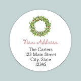 Rustic Green Wreath - We've Moved Round Address Label - The Note House