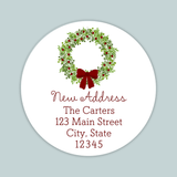 Rustic Green Wreath - We've Moved Round Address Label - The Note House