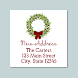Rustic Green Wreath - We've Moved Square Address Label - The Note House