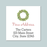 Rustic Green Wreath - We've Moved Square Address Label - The Note House