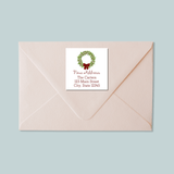 Rustic Green Wreath - We've Moved Square Address Label - The Note House