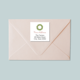 Rustic Green Wreath - We've Moved Square Address Label - The Note House