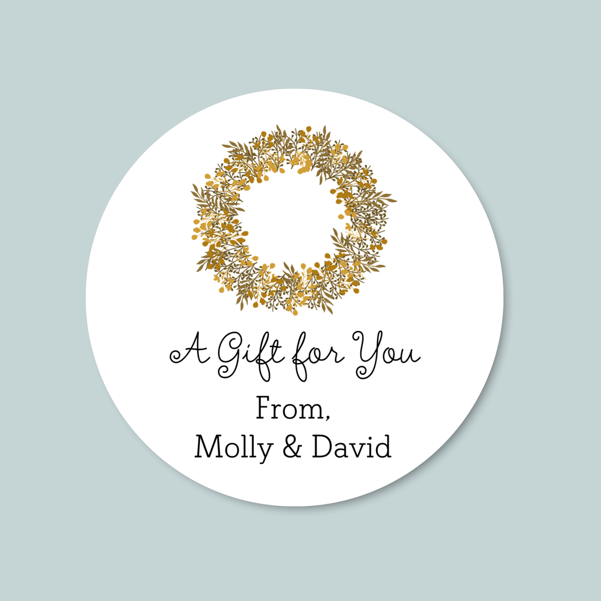 Rustic Natural Wreath - Personalized Round Gift Sticker - The Note House