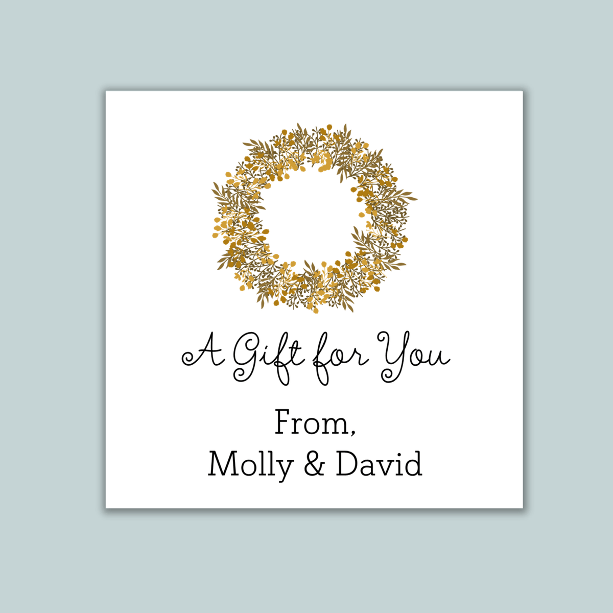 Rustic Natural Wreath - Personalized Square Gift Sticker - The Note House