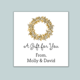 Rustic Natural Wreath - Personalized Square Gift Sticker - The Note House